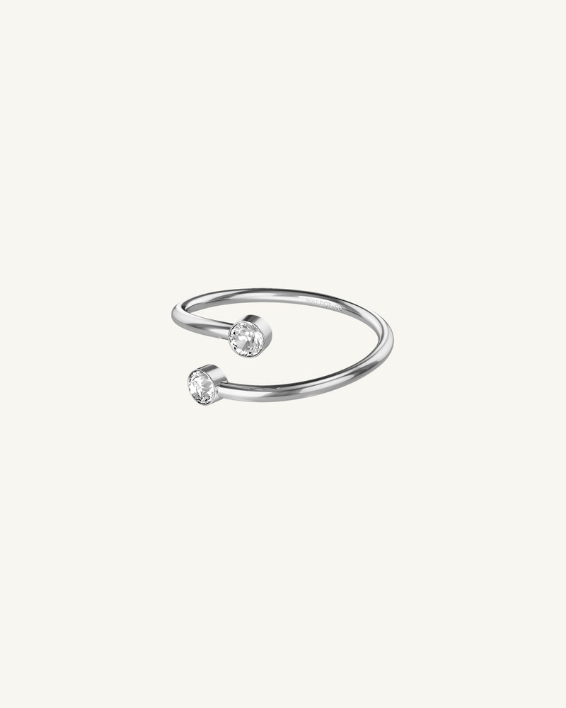 A Ring in polished Silver plated-316L stainless steel from Waldor & Co. The model is Elise Ring Polished.