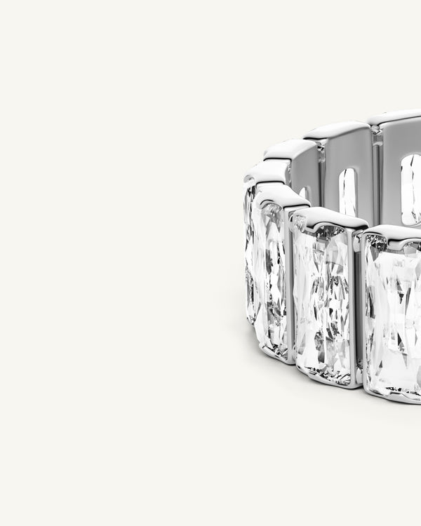 A Ring in polished Silver plated-316L stainless steel from Waldor & Co. The model is Talia Diamond Ring Polished.